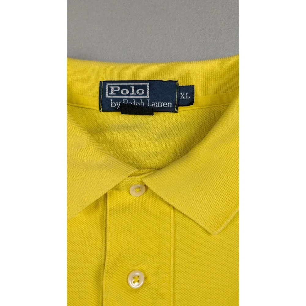 Polo‎ Ralph Lauren Mens XL Yellow Short Sleeve Pique Polo Shirt Classic Fit Pony